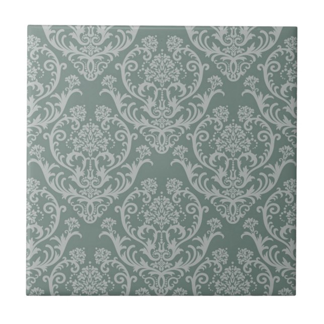 Green floral wallpaper ceramic tile (Front)