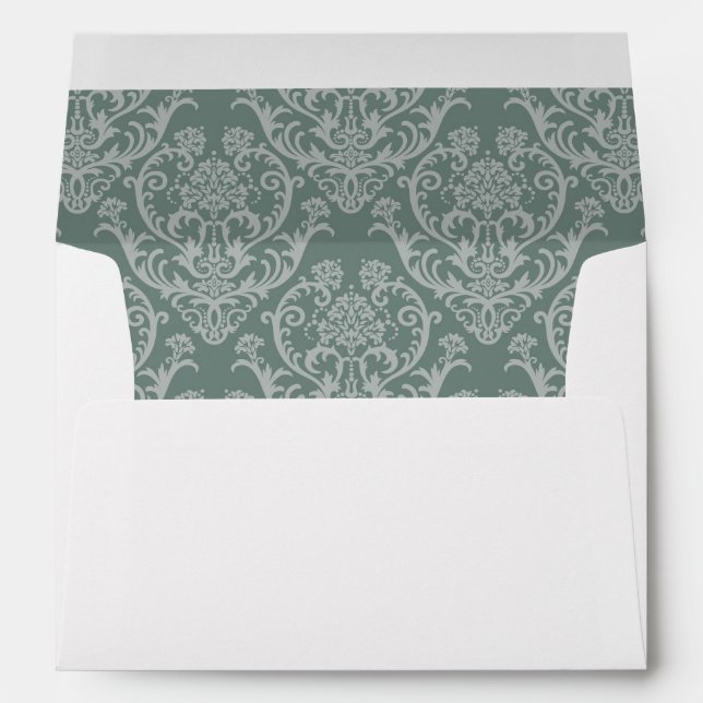 Green floral wallpaper envelope (Back (Bottom))