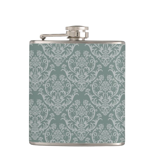 Green floral wallpaper flask (Front)