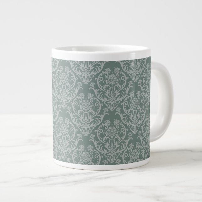 Green floral wallpaper giant coffee mug (Front Right)