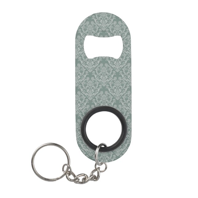 Green floral wallpaper keychain bottle opener (Front)