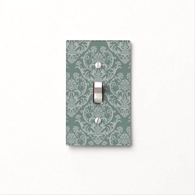 Green floral wallpaper light switch cover (In Situ)