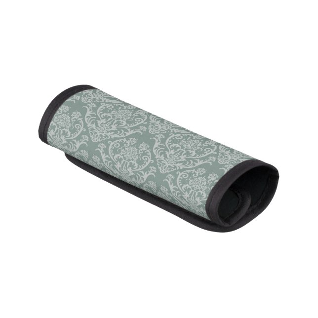 Green floral wallpaper luggage handle wrap (Angled)