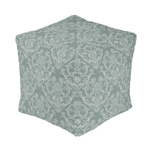 Green floral wallpaper pouf