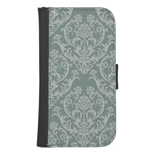 Green floral wallpaper samsung galaxy wallet case (Front)