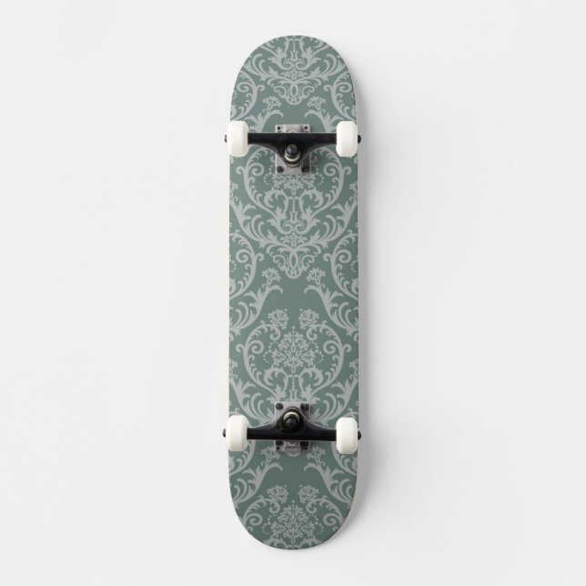 Green floral wallpaper skateboard (Front)