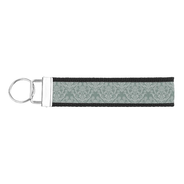 Green floral wallpaper wrist keychain (Keys on Left)