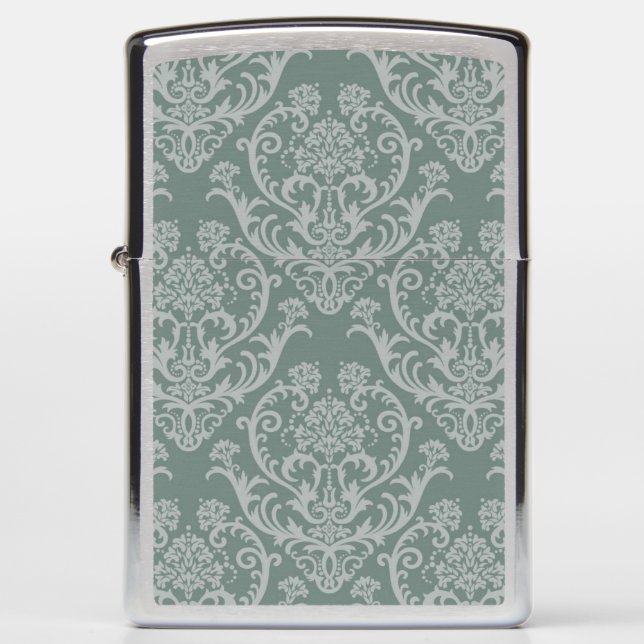 Green floral wallpaper zippo lighter (Front)