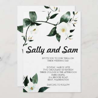 Green Floral Watercolor Invitation