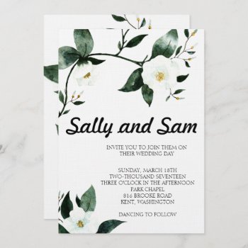Green Floral Watercolor Invitation by BethanyIllustration at Zazzle