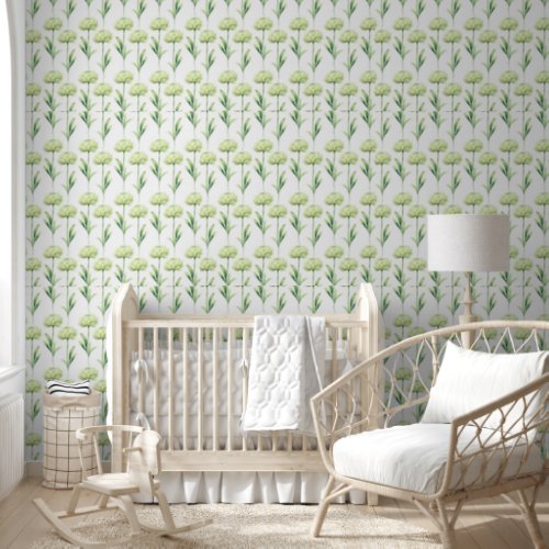 Green Floral Watercolor Pattern Modern Wallpaper