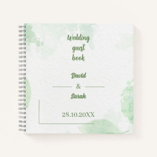 Green Floral Watercolor Personalized Wedding Guest Notebook