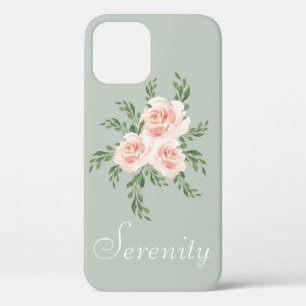 Green Floral Watercolor Typography iPhone 12 Pro Case