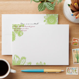 Green Floral Wedding Envelopes