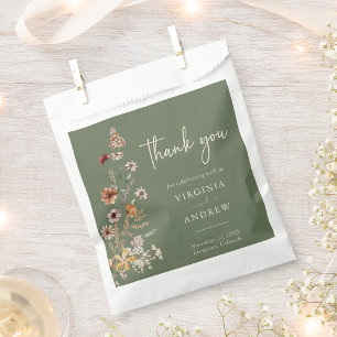 Green Floral Wedding Favor Bag