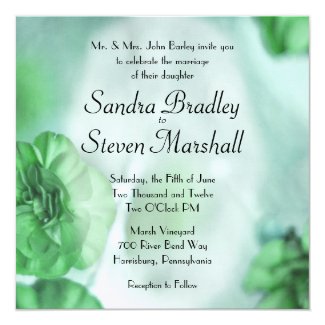 Green Floral Wedding Invitations 5.25" Square Invitation Card