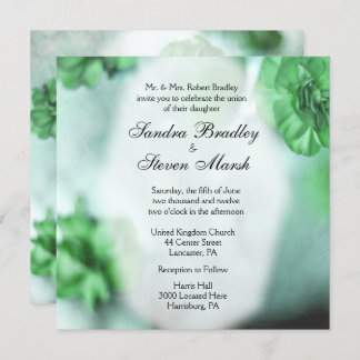 Green Floral Wedding Invitations