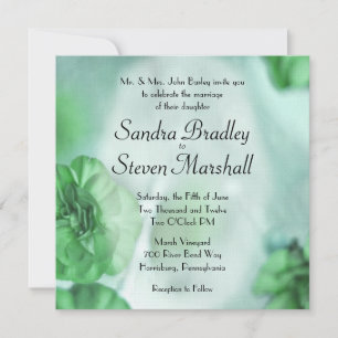 Green Floral Wedding Invitations customize not set