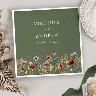 Green Floral Wedding Napkins