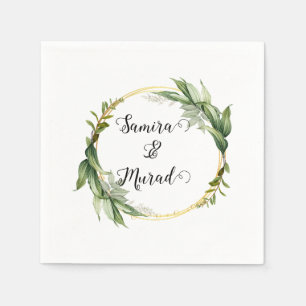 Green Floral Wedding Napkins
