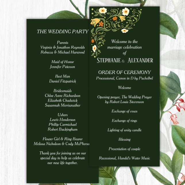 Green Floral Wedding Program (Creator Uploaded)