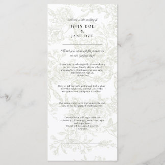 Green Floral Wedding Programs