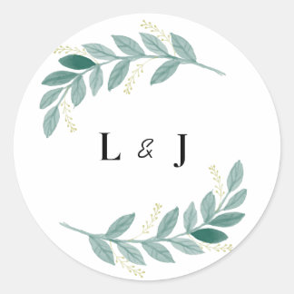 Green Floral Wedding Sticker