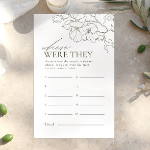 Green floral where were they bridal shower game