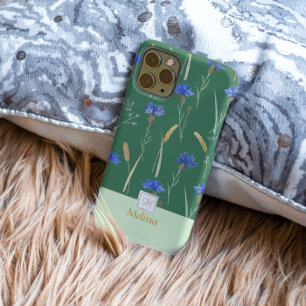 Green Floral Wildflower Monogram Case-Mate iPhone 14 Pro Case