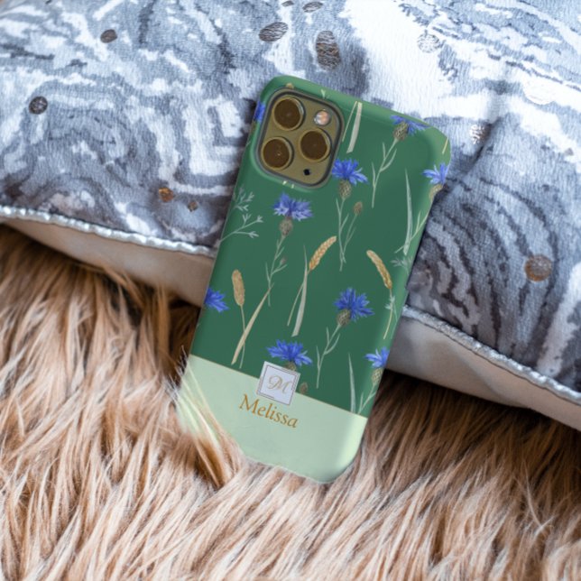 Green Floral Wildflower Monogram Case-Mate iPhone Case (Creator Uploaded)