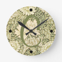 Green Floral Wm Morris Design Monogram