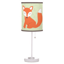 Green Floral Woodland Fox Nursery Table Lamp