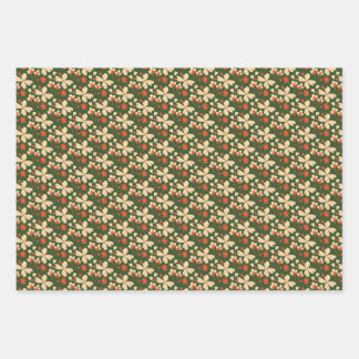 Green Floral Wrapping Paper Sheets