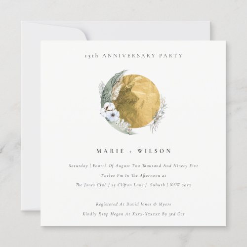 Green Floral Wreath Any Year Anniversary Invite