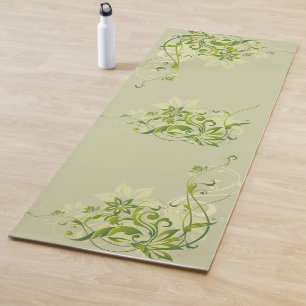 Green Floral Yoga Mat