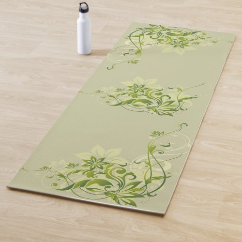 Green Floral Yoga Mat