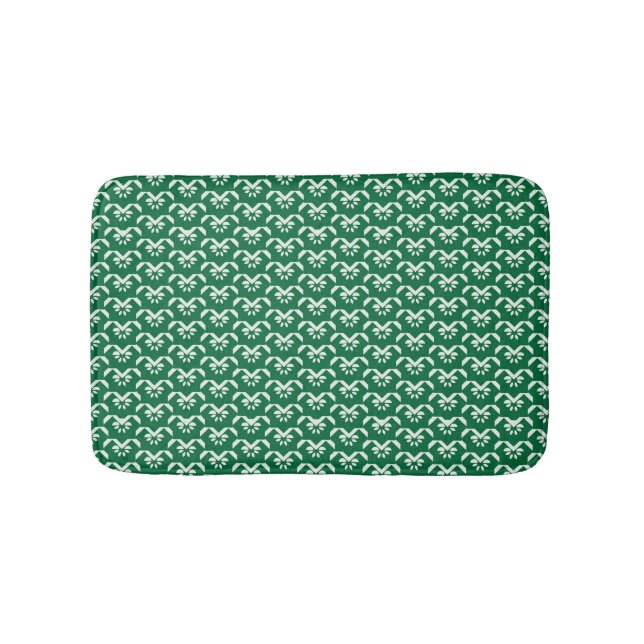 Green floral zigzag bathroom mat (Front)