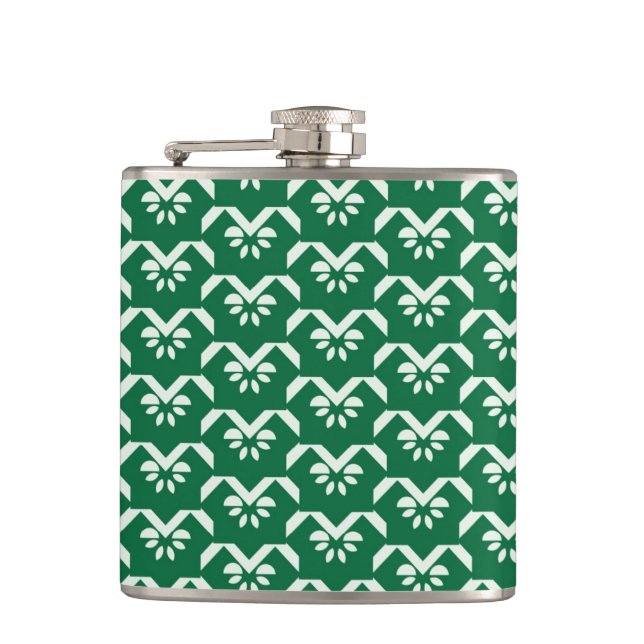 Green floral zigzag flask (Front)