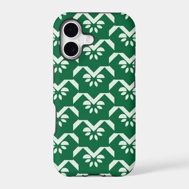 Green floral zigzag iphone case (Back)