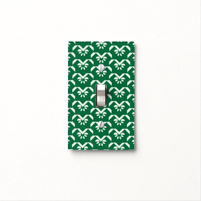 Green floral zigzag light switch cover (In Situ)