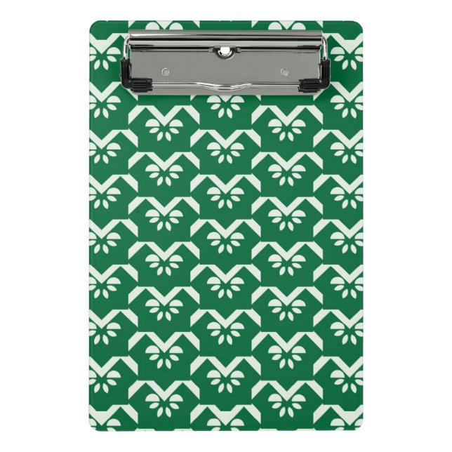 Green floral zigzag mini clipboard (Front)
