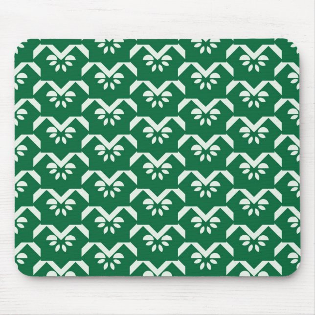 Green floral zigzag mouse pad (Front)