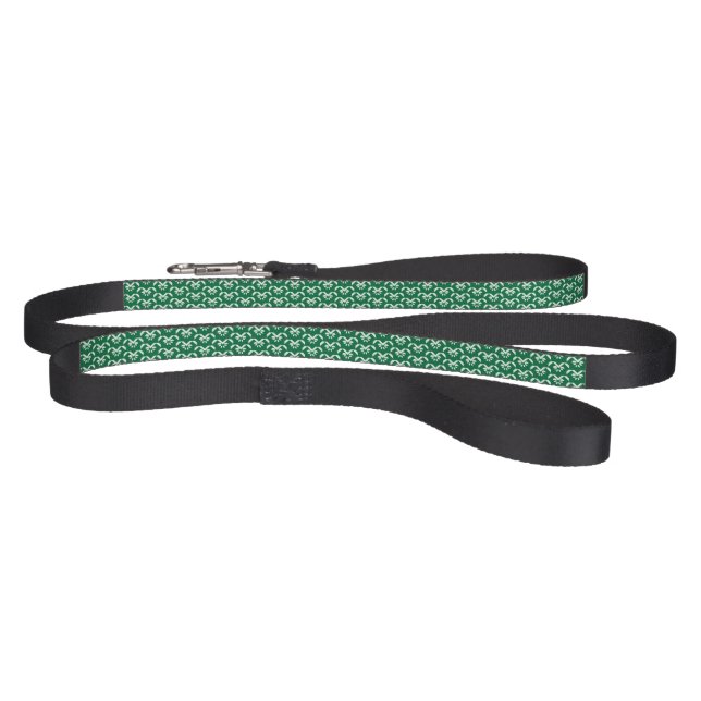 Green floral zigzag pet leash (Full)