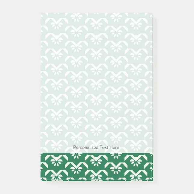 Green floral zigzag post-it notes (Front)
