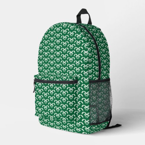 Green floral zigzag printed backpack