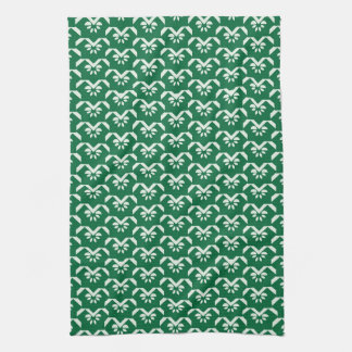 Green floral zigzag towel