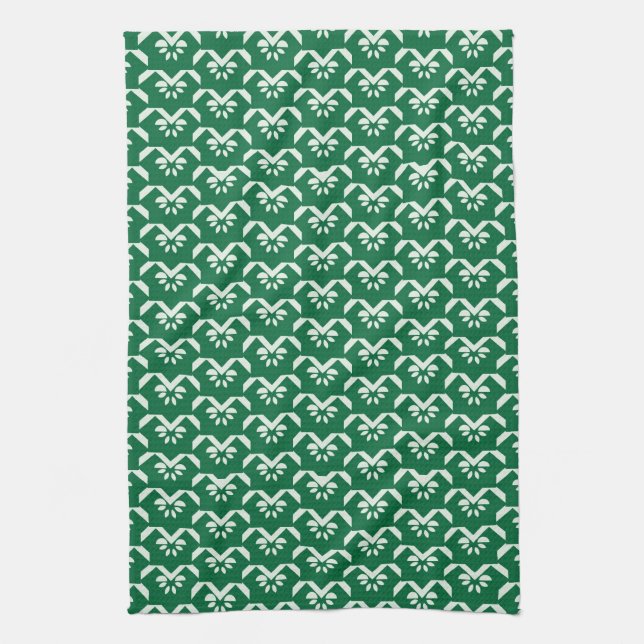 Green floral zigzag towel (Vertical)