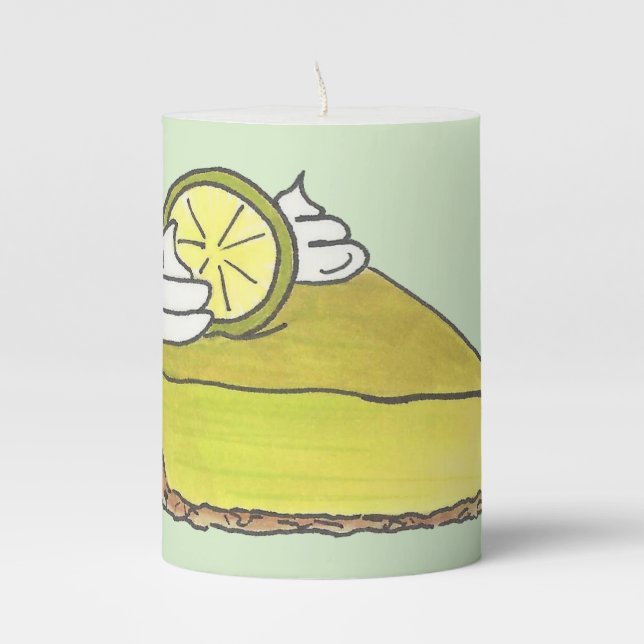 Green Florida Key Lime Pie Slice Dessert Foodie Pillar Candle (Front)