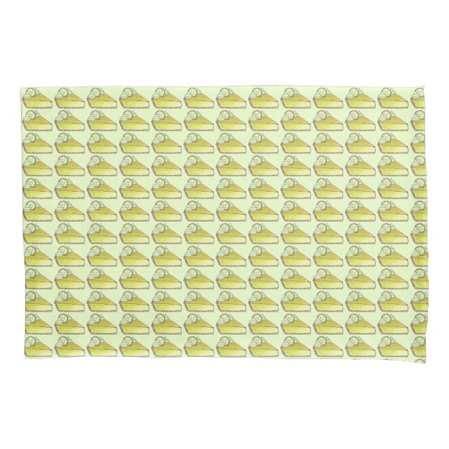 Green Florida Key Lime Pie Slice Dessert Foodie Pillow Case (Front)