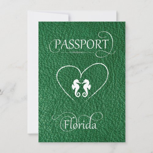 Green Florida Passport Save the Date Card